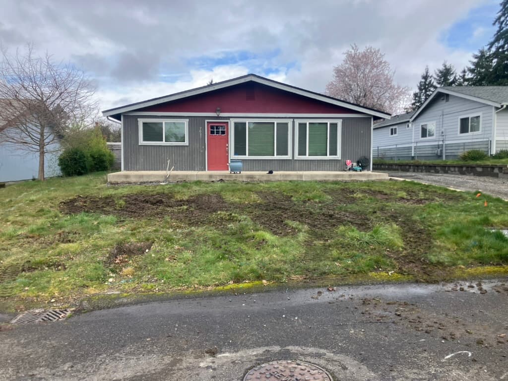 Residential yard before grade rework and site improvement